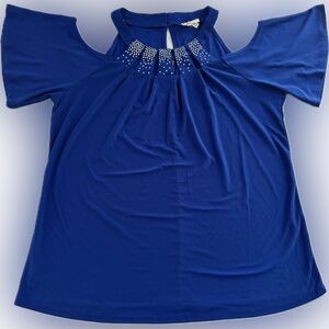 Women's Cold Shoulder Blouse in Royal Blue